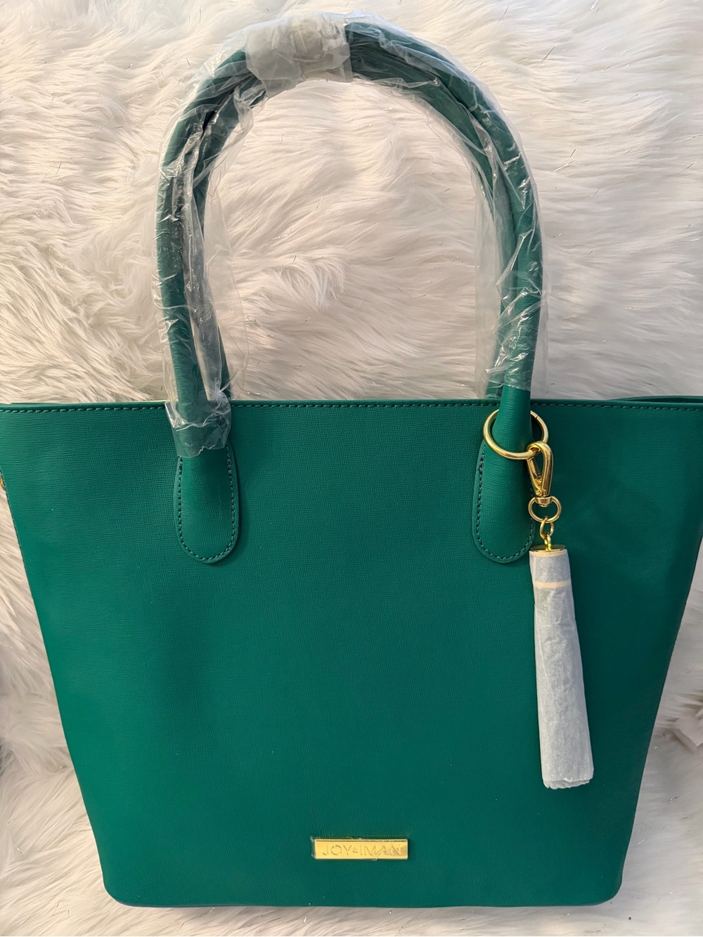 Joy & Iman Green Women's Tote Bag with Gold Hardware